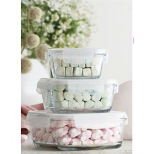 Fresco Saklama Kabı 3 Lü Cam Kilitli Saklama Kabı Beyaz 3 Boy