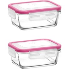 Fresco Pembe Kapak 2'Li Saklama Kabı Kahvaltılık 400 Cc