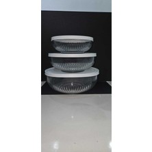 Tokyo  Beyaz Kapaklı Saklama Kabı 3'Lü 880 Cc-1500 Cc-2600 Cc