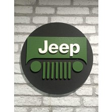 Strafor Jeep Logo 50 x 50 cm  Jeep Araba Logosu | Jeep Marka Logosu | 3D Jeep Logo