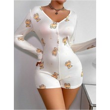 The Different Küçük Ayıcık Kalp Baskılı Pijama Tulumu