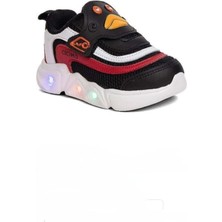 Cicimo Işıklı Renkli Tarz Günlük Rahat Ortopedi Hafif Bebe Çocuk Spor Siyah Kırmızı