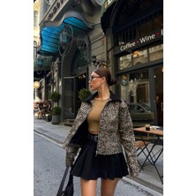 Maggaza Leopar Desen Crop Ceket