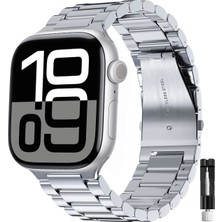 MMP Shop Apple Watch Seri 6 7 8 9 10 Se Ultra Uyumlu 44 45 46 49MM Paslanmaz Çelik Akıllı Saat Kordonu