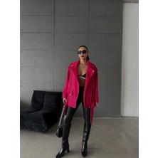 Maggaza Kaşe Oversize Mont - Fuşya