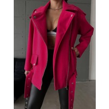 Maggaza Kaşe Oversize Mont - Fuşya