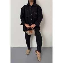 Maggaza Sarı Denim Puntolu Gömlek Pantolon Takım
