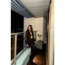 Maggaza Siyah Pul Payet Üçlü Takım