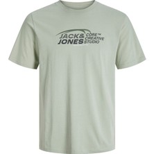 Jack & Jones Jcotarmac Prınt Tee Ss Crew Neck Fst  Erkek T-Shirt 12276408 Aqua Gray