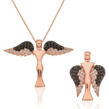 Gumush Gümüş Kanatlı Melek Kolye