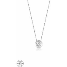 Kutaydan Swr Zirconia 0.66 Ct Pırlanta Montür Kadın Gümüş Kolye