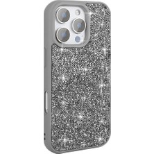 Başkenttekno Apple iPhone 16 Pro Kılıf Parlak Taşlı Tasarım Pırlanta Kapak
