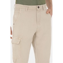 Fiore Viola Erkek Bej Pantolon Cargo Cepli Paça Lastikli Gabardin Kumaş (Orj Uspa)