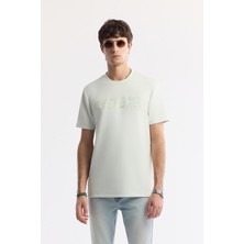 AVVA Erkek Su Yeşili Bisiklet Yaka Baskılı Bi-Stretch İnterlok Regular Fit T-Shirt A51Y1044
