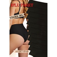 Red İç Giyim Büyük Beden Yüksek Bel Pamuklu Kadın Külot (Slip) 10'lu Paket (Battal-Bato)