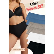 Red İç Giyim Pamuklu Kadın Yüksek Bel Külot (Slip) 7'li Paket (Büyük Beden-Battal-Bato)