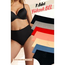 Red İç Giyim Pamuklu Kadın Yüksek Bel Külot (Slip) 7'li Paket (Büyük Beden-Battal-Bato)