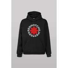 Siyah Sweat Red Hot Chili Peppers Rhcp Ön Baskılı Sweatshirt Unisex Kapüşonlu Hoodie