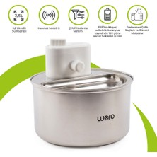 Wero Otomatik Kedi Köpek Su Şelalesi Su Pınarı Su Sebili (Paslanmaz Çelik) - Hareket Sensörü - 5200 mAh Şarj Edilebilir Batarya 180 Gün Bekleme Süresi - 3.5 Lt Otomatik Su Temizleme - Beyaz