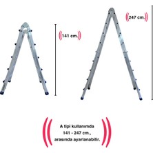 Endokon 510 Cm. 18 Basamak A ve I Tipi Katlanıp Uzayabilen Mini Dev Alüminyum Merdiven