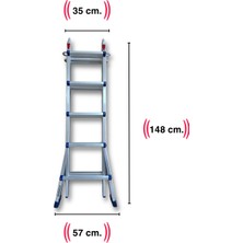 Endokon 510 Cm. 18 Basamak A ve I Tipi Katlanıp Uzayabilen Mini Dev Alüminyum Merdiven