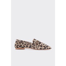 Shoemark Lamme Leopar Süet  Deri Kadın Loafer
