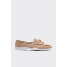 Shoemark Yello Bej Süet  Deri Kadın Loafer