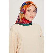 Armine Çiçek Desenli Twill Saf İpek Eşarp 9205D 57