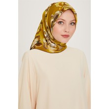 Armine Çiçek Desenli Twill Saf İpek Eşarp 9234D 31