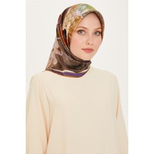 Armine Çiçek Desenli Twill Saf İpek Eşarp 9220D 36