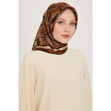 Armine Etnik Desenli Twill Saf İpek Eşarp 9208D 08