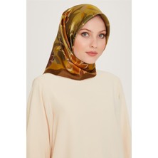Armine Çiçek Desenli Twill Saf İpek Eşarp 9238D 34