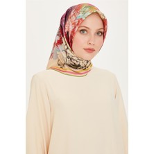 Armine Çiçek Desenli Twill Saf İpek Eşarp 9220D 35