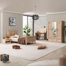 Setay Polo Genç Odası - 3 Kapaklı Dolap, Karyola, komodin, Çalışma Masası