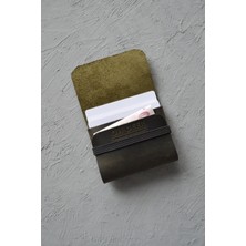 Oh Deer Leather - Hakiki Deri Kartlık - Crazy Deri - Minimal - Haki