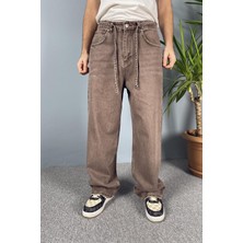 Ip Kemerli Rahat Kesim Baggy Kot Pantolon