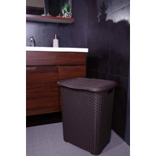 Girist Home Büyük Boy Hasır Desenli Kirli Çamaşır Sepeti Siyah 50 lt