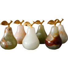 Oniks Doğal Taş Armut Biblo - 6'lı Dekoratif Obje Seti | 5x3 cm El Yapımı Şık Ev Aksesuarı
