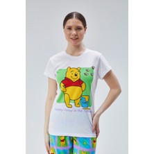Baks Store Kadın Mint Bal Ayı Baskılı Kadın T-Şort Pantolon Takımı