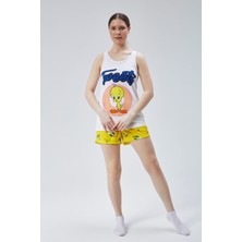 Baks Store Kadın Yellow Civ Civ Baskılı Kadın Atlet Şorttakımı