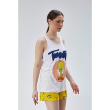 Baks Store Kadın Yellow Civ Civ Baskılı Kadın Atlet Şorttakımı