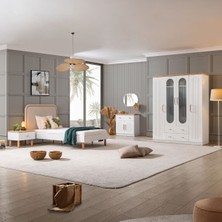 Setay Vita Bohem Genç Odası - 4 Kapaklı Dolap, Karyola, komodin, Şifonyer