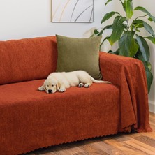 Latuda Home Zenit Koltuk Örtüsü 175x300 LARGE Dekoratif Jakarlı Şönil   | Kanepe Örtüsü |  Kaymaz , Kiremit