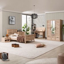 Setay Polo Genç Odası - 3 Kapaklı Dolap, Karyola, komodin, Çalışma Masası, Şifonyer, Kitaplık