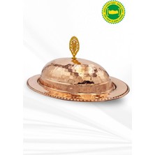 Bakır Maraş Dövme Bakır Kayık Sunumluk Kırmızı 35 cm