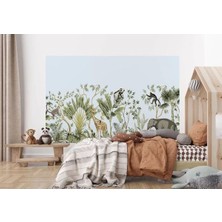 Tropikal Orman Bitkileri ve Hayvanları Çocuk Odası Duvar KAĞIDI-5617