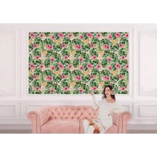 Botanik, Tropikal Çiçek ve Yaprak Desenli Duvar KAĞIDI-5666