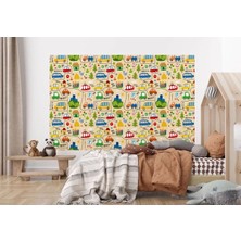 Sevimli Trafik Desenli Öğretici Çocuk Odası Duvar KAĞIDI-5757