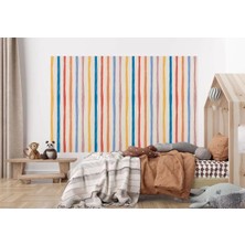 Renkli Çizgiler Desenli Çocuk Odası Duvar KAĞIDI-5768