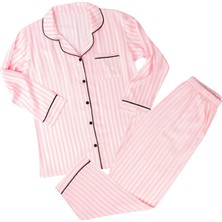 Dominant Dokuma %100 Viskon Düğmeli Uzun Kol Pijama Takım